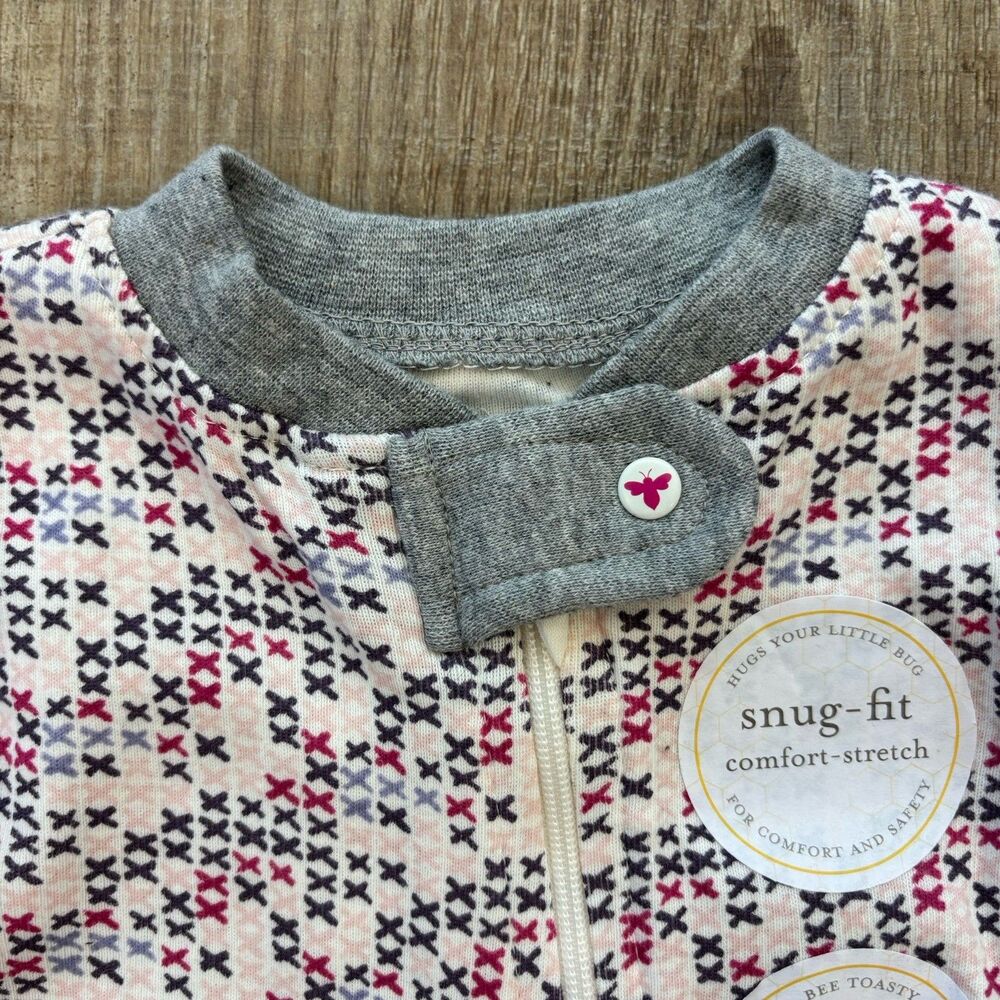 Burt's Bees Baby Girl Snug Fit Footed Pajama Size 0-3 Months Organic Cotton Pink - Picture 6 of 11